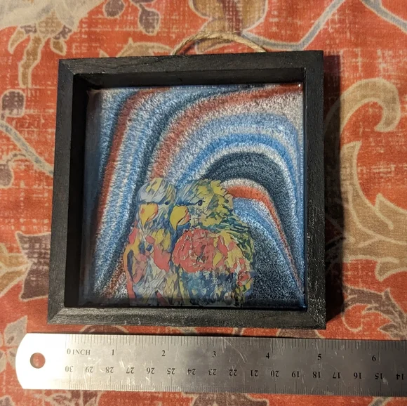 Birds Wall Art Handmade Parrot Design Resin Blue Red Home Decor Love - Picture 7 of 12